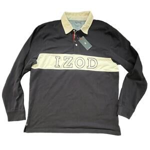 New Izod Rugby Collard Long Sleeve Shirt in Navy - XL